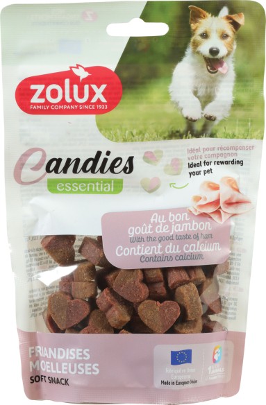 Heart-shaped CANDIES with calcium and ham